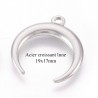 4 Breloques double corne acier inoxydable 19x17mm
