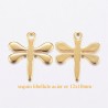 6 breloques acier libellule or 12x10mm
