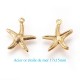 6 breloques  acier or étoile de mer 17x15mm