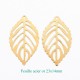 6 breloques estampe feuille acier or 23x14mm