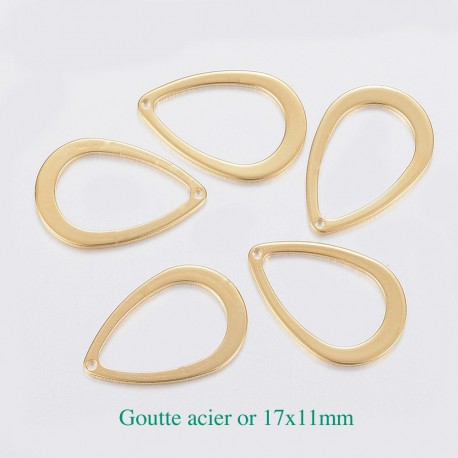 10 sequins  goutte acier or 17x11mm