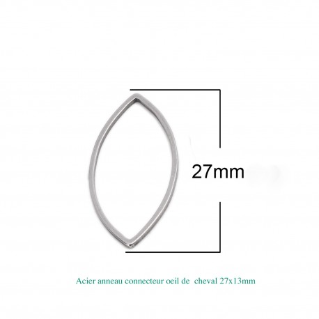 8 Connecteurs de cadre acier inoxydable ovale 27x13mm
