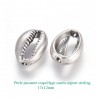 4 Perles cauris argent sterling plaqué mat 17x12mm