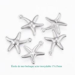 10 breloques étoile de mer acier inoxydable 17.5x15.5mm