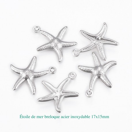 10 breloques étoile de mer acier inoxydable 17.5x15.5mm