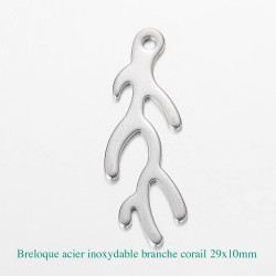 6 Breloques pendentif acier inoxydable branche corail 29x10mm
