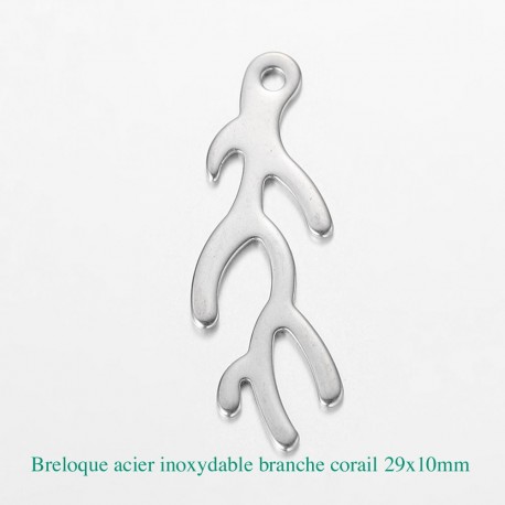 6 Breloques pendentif acier inoxydable branche corail 29x10mm