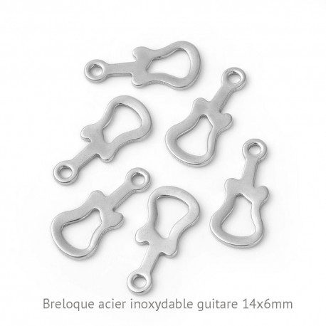 10 mini breloque acier inoxydable guitare 14x6mm