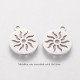 4 breloques médaillon acier inoxydbale soleil 14x12mm