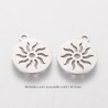 4 breloques médaillon acier inoxydable soleil 14x12mm