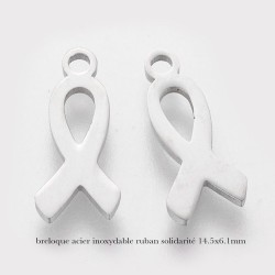 4 breloques ruban acier inoxydable 14.5x6mm