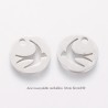 4 breloques médaillon hirondelle acier inoxydable 12mm