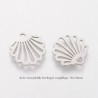 4 breloques acier inoxydable coquillage 14x13mm