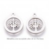 4 breloques acier inoxydable arbre de  vie 14x12mm