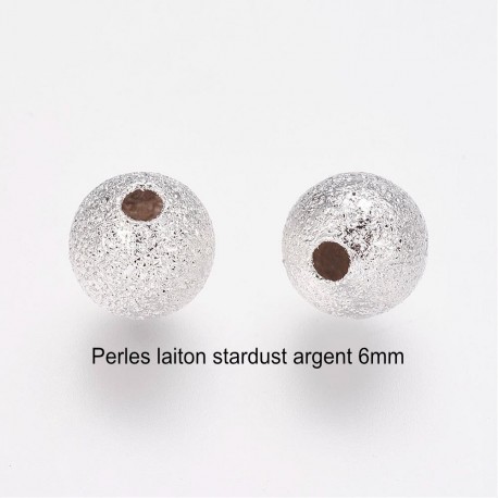 30 Perles laiton intercalaire stardust argent silver clair 6mm