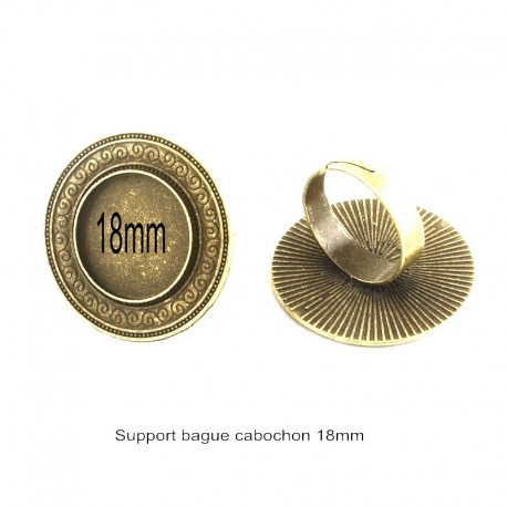 2 supports bague cabochon bronze ethnique 18mm