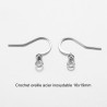 20 supports boucle d'oreille crochet acier inoxydable 16x19mm