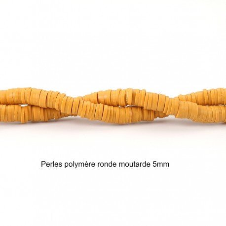 50 perles rondelle polymère moutarde  5mm
