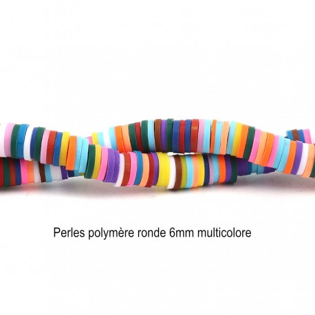 50 perles rondelle polymère multicolore 6mm