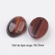 2 cabochons  pierre fine minérale ovale oeil de tigre rouge 18x13mm