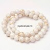 10 perles jade blanche ronde  pailleté or 10mm