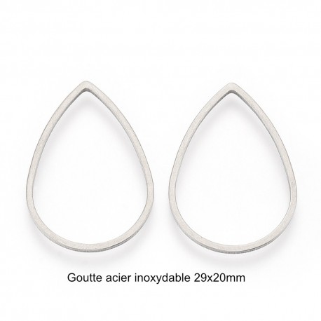 8 anneaux goutte connecteur acier inoxydable 29x20mm