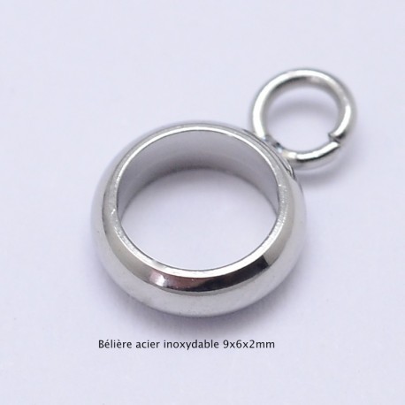 10 bélières perle intercalaire acier inoxydable 9x6x2mm