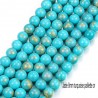 10 perles jade ronde turquoise bleue pailletté or 8mm