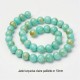 10 perles jade ronde turquoise claire bleue pailletté or 10mm