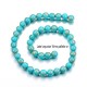10 perles jade ronde turquoise bleue vif pailletté or 10mm