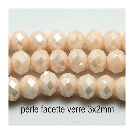 50 perles verre rondelles abaccus NUDE 3x2mm