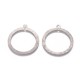 4 pendentifs anneaux rond creux martelé fleur 43x38mm