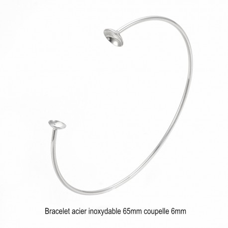 1 bracelet jonc réglable acier inoxydable 65mm