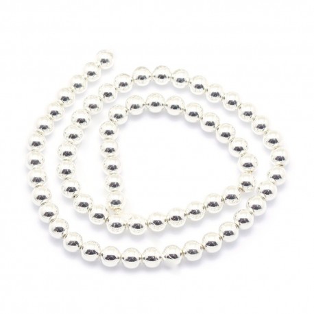 10 Perles hématite non magnétique grade AAA plaqué argent 4mm