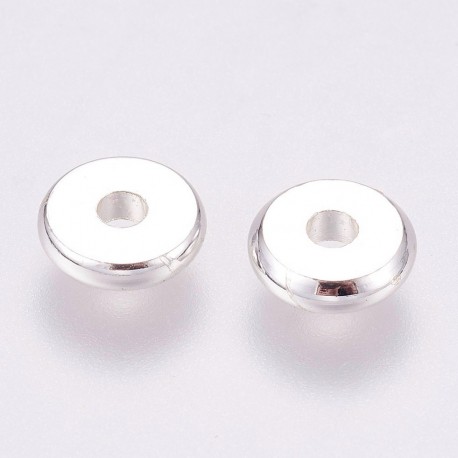 10 perles palet plat intercalaire laiton 7x3mm argent 925