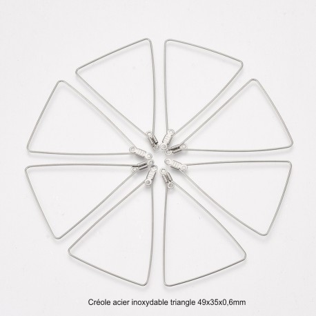 6 créoles triangle acier inoxydable 49x35x0,6mm