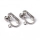 1 Paire  support boucle d'oreille clips couleur platine 15x13mm