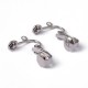 1 Paire  support boucle d'oreille clips couleur platine 15x13mm