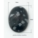 Naturel obsidienne cabochon, ovale, noir moucheté blanc  18x13x5mm