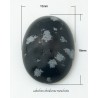 Naturel obsidienne cabochon, ovale, noir moucheté blanc  18x13x5mm