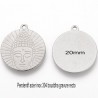 4 pendentifs rond 20mm acier inoxydable 304 bouddha gravure
