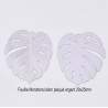2 Estampes  feuille 29x25mm Monstera laiton plaqué argent