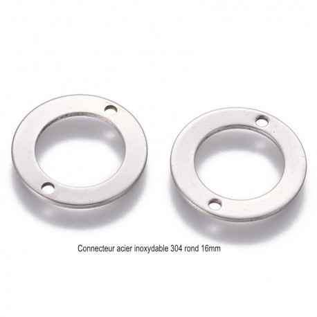 10 connecteurs ronds acier inoxydable 304 diametre 16mm