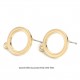 1 paire de boucle d'oreille clou ronde bordure émaillé crème  19mm