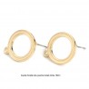 1 paire de boucle d'oreille clou ronde bordure émaillé crème  19mm