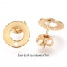 1 paire  boucle d'oreille clou acier or ronde 10mm