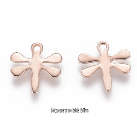 10 breloques acier or rose 12x11mm