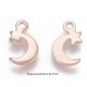 10 breloques acier or rose lune avec  étoile 11x7mm