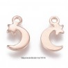 10 breloques acier or rose lune avec  étoile 11x7mm