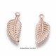 10 breloques feuille acier or rose 14x6mm